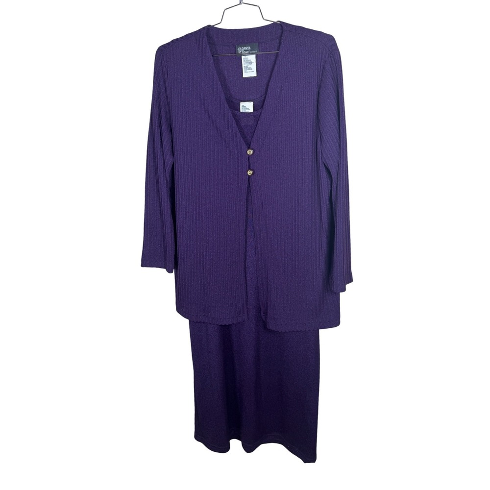 Dawn Joy Fashions Purple 2 Piece Dress and Cardigan Set 18W Made in USA